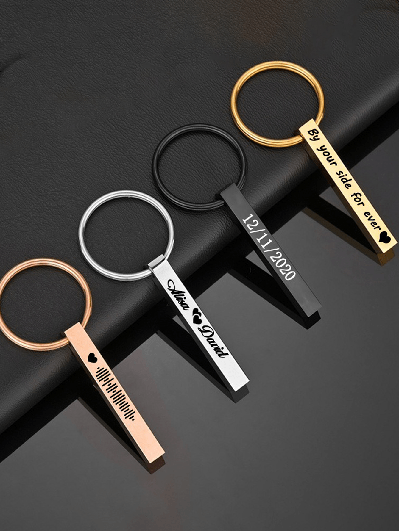 Personalized Text Square Pillar Keychain